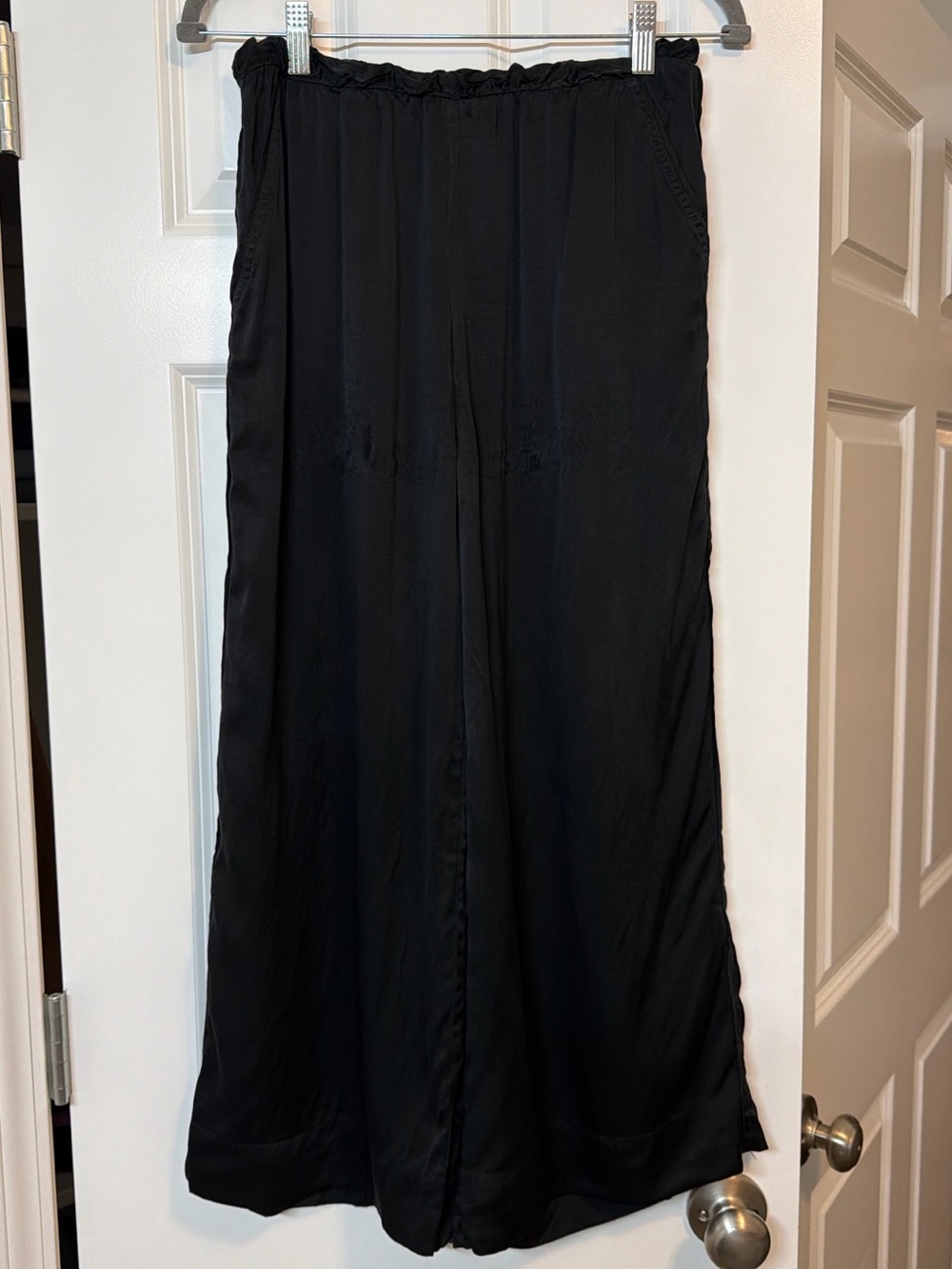 Unsubscribed 100% Silk Black Wide Leg Pants